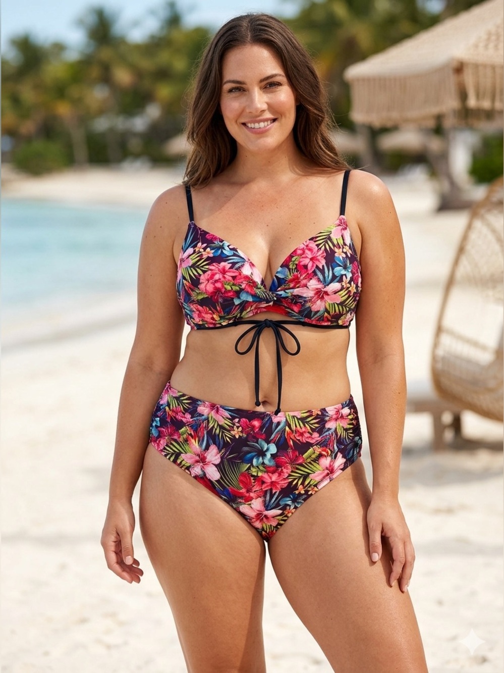 La Vie En Rose Floral Multicolor Bikini Top - Pink, Red, Blue, Green (14)